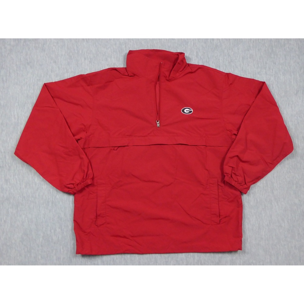 Georgia Bulldogs Anorak Jacket Mens L Red Lands End 1/4 Zip Windbreaker 42-44